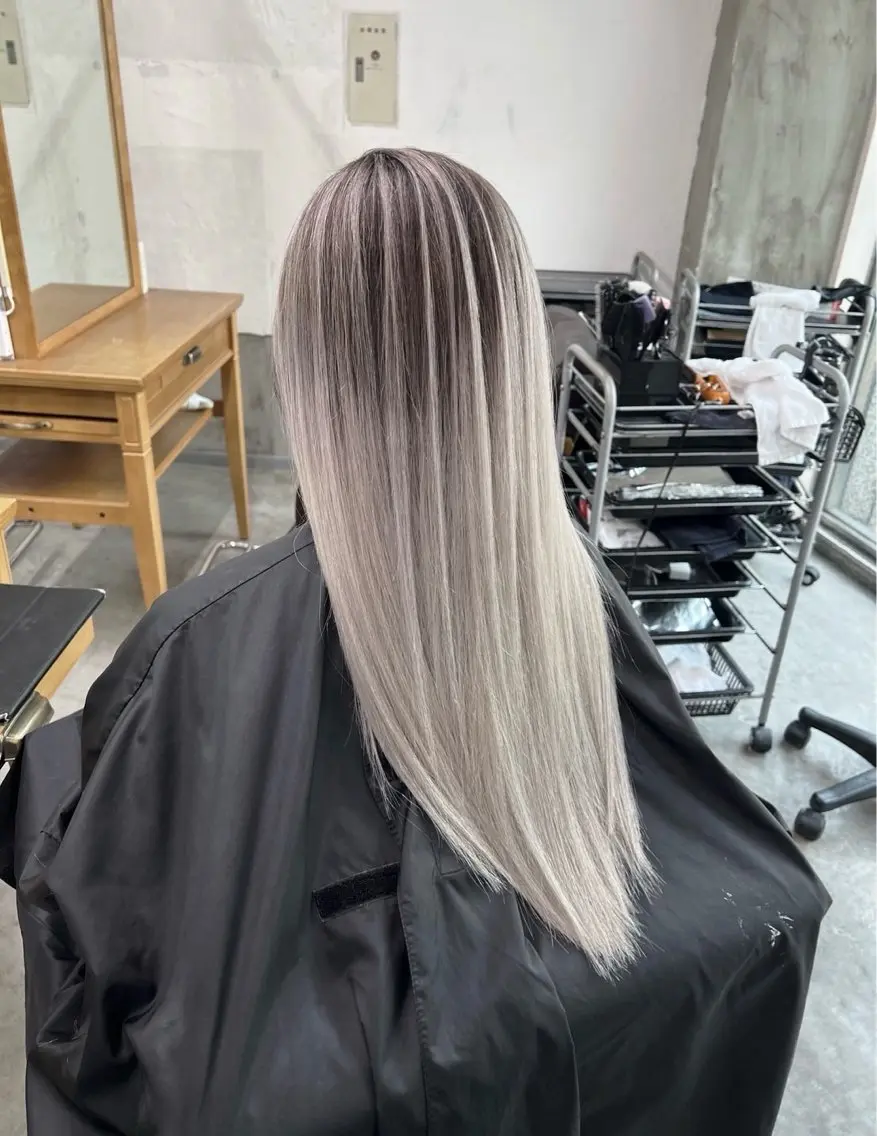 ロング カラー バレイヤージュ シルバー ホワイトシルバー レイヤーカット ヘアカラー トリートメント 指名数No.1 /NAOYAのヘアスタイル