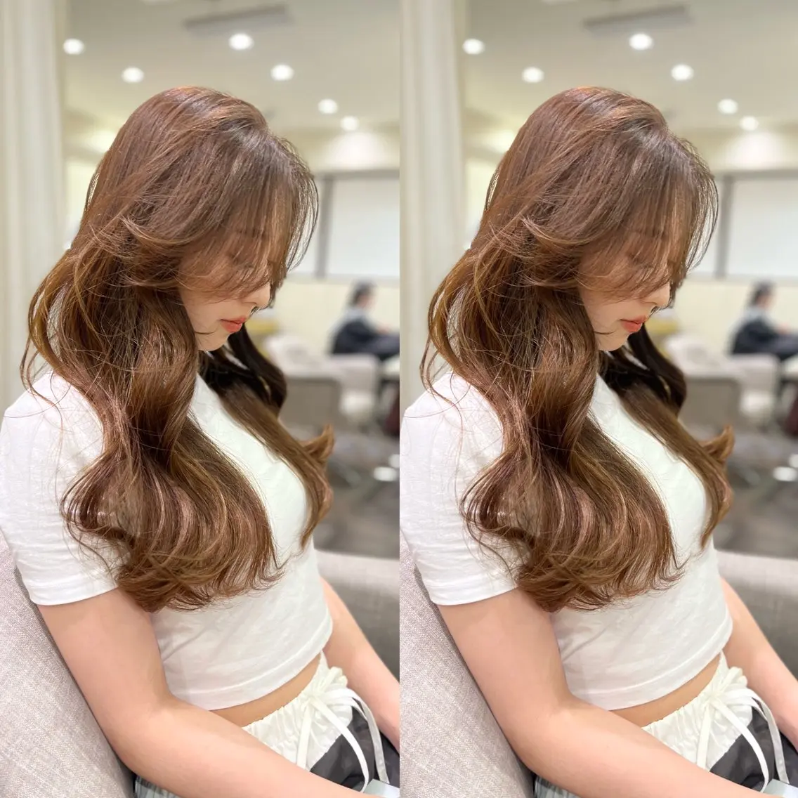 ロング カラー ブリーチなしWカラー /レイヤーカット大阪のヘアスタイル