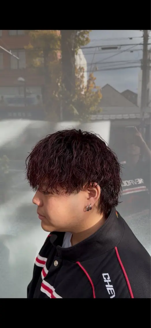 カラー パーマ メンズ メンズパーマ レッドカラー カット パーマ 🌹艶カラー🌹/ 👼パーマの髪様👼のヘアスタイル