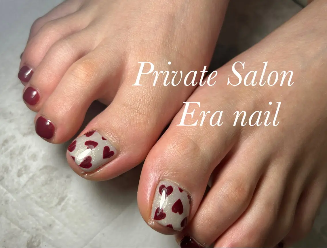 ネイル フットネイル ハート フットネイル Era nailのネイルデザイン