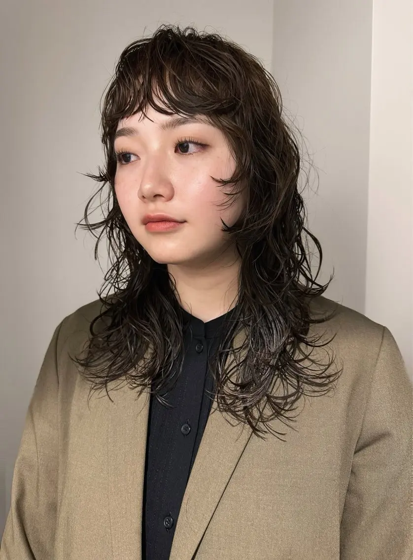 ミディアム パーマ 西山 凜のヘアスタイル