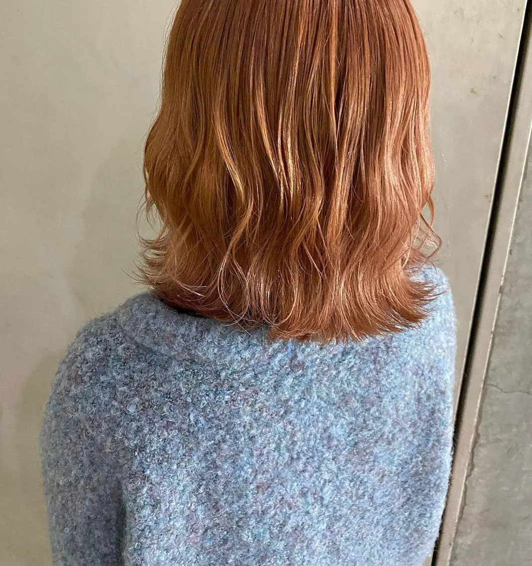 ミディアム カラー ブリーチ オレンジ 清村 和音のヘアスタイル