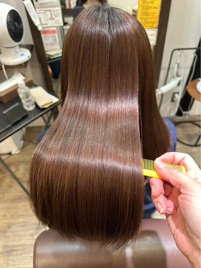 ロング 縮毛矯正 縮毛矯正専門店 Aoneエーワンのヘアスタイル