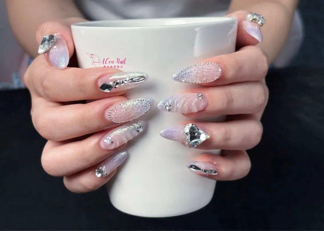 ネイル 桜ネイル 長さ出し フラワーネイル フレンチネイル ジェルネイル ハンドネイル ACon NailSalonのネイルデザイン