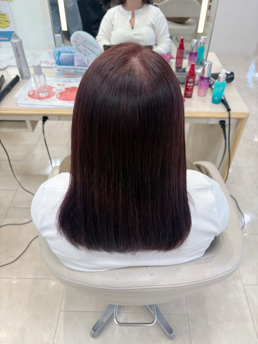 ミディアム ヘアカラー ブリーチなし透明感/ 韓国/平塚のヘアスタイル