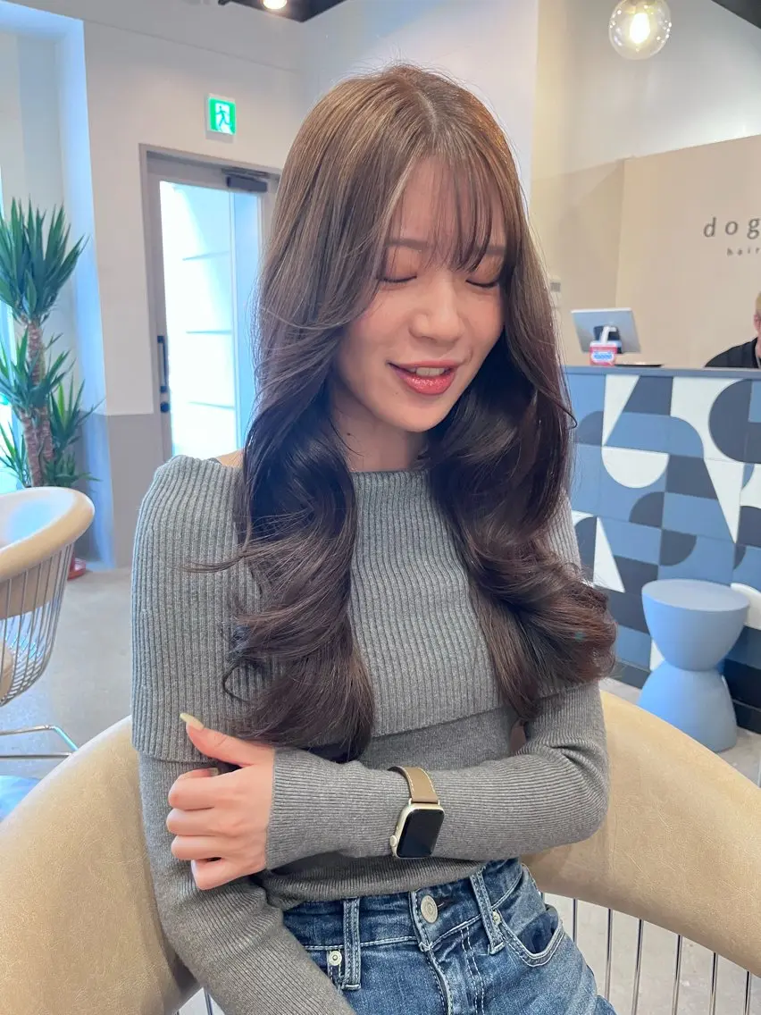 ロング カラー ブリーチ ケアブリーチ ハイトーンカラー ボブ 顔まわりレイヤー カット ヘアカラー トリートメント dogstar 加藤翔大のヘアスタイル