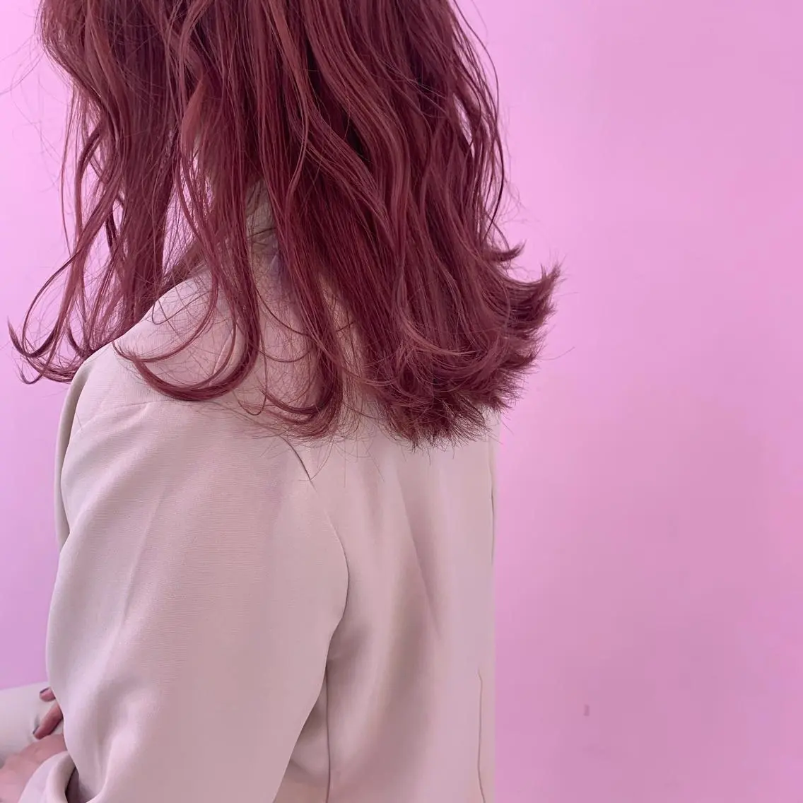 セミロング カラー ヘアアレンジ ピンクカラー パープルカラー 韓国風ヘア 心斎橋/ブリーチ minamiのヘアスタイル