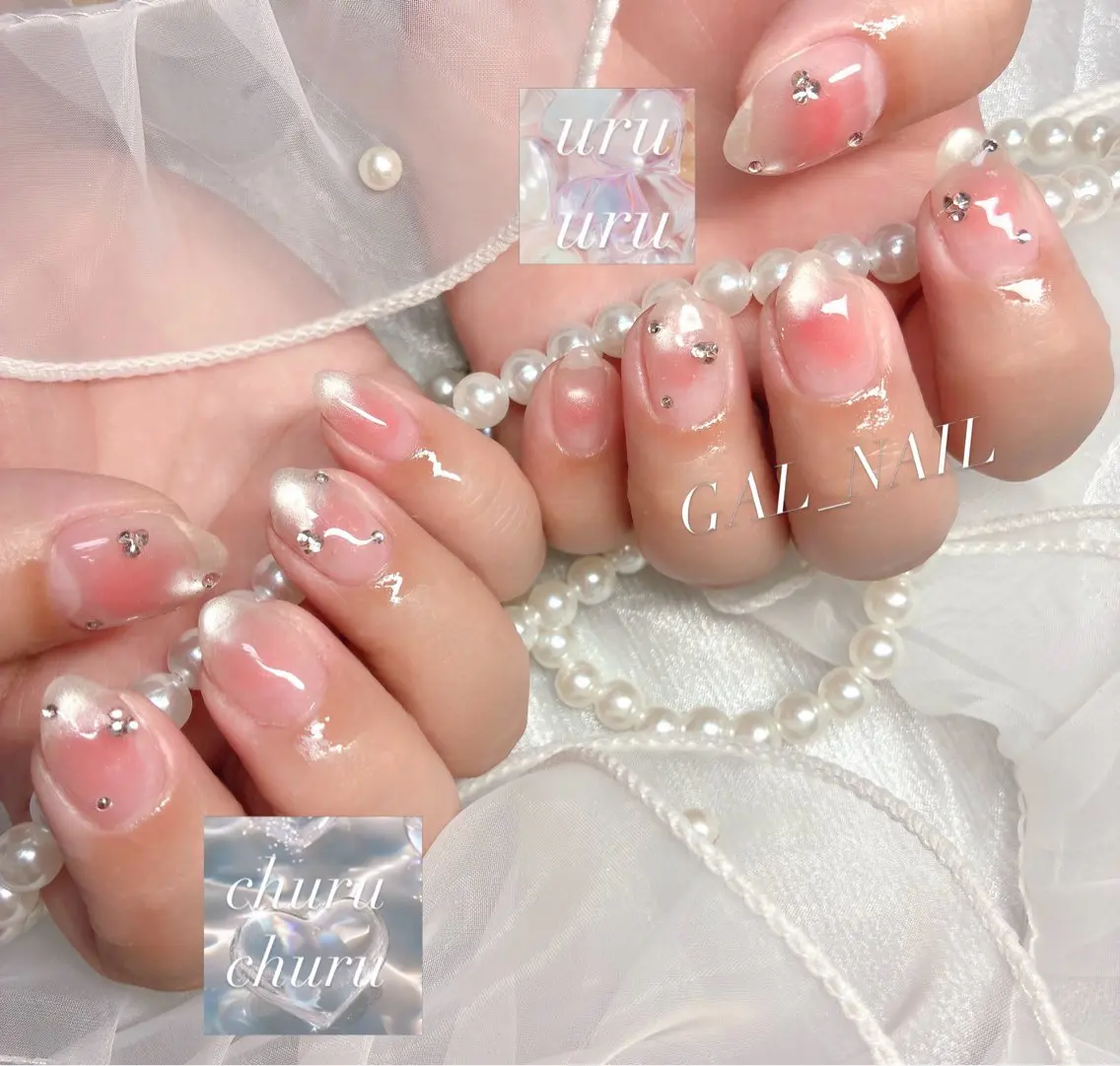 ネイル 氷ネイル・うるうるネイル マグネットネイル ストーンネイル ハンドネイル ハンドケア GAL_NAIL Miraiのネイルデザイン