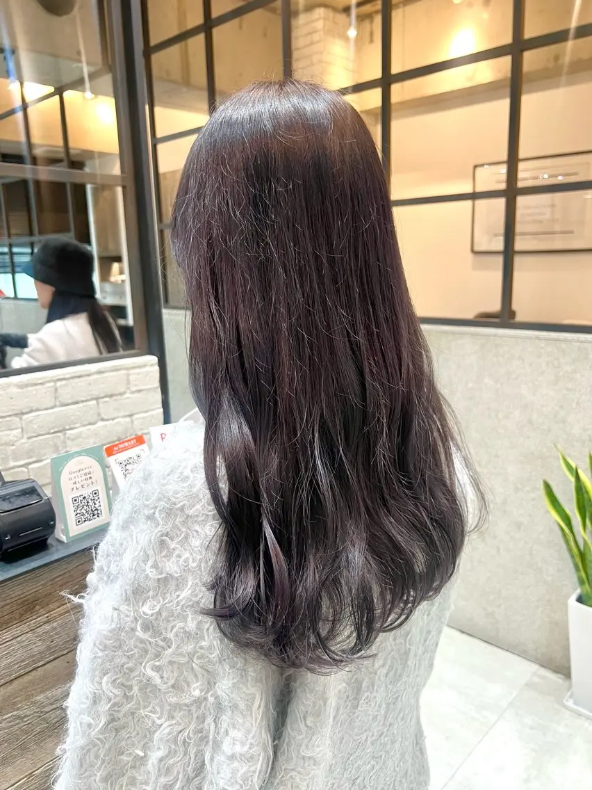 ロング カラー グレージュ ラベンダーカラー ラベンダーグレージュ ラベンダーグレー ヘアカラー トリートメント 🌿ニュアンス/髪質 改善🌿Fukudaのヘアスタイル