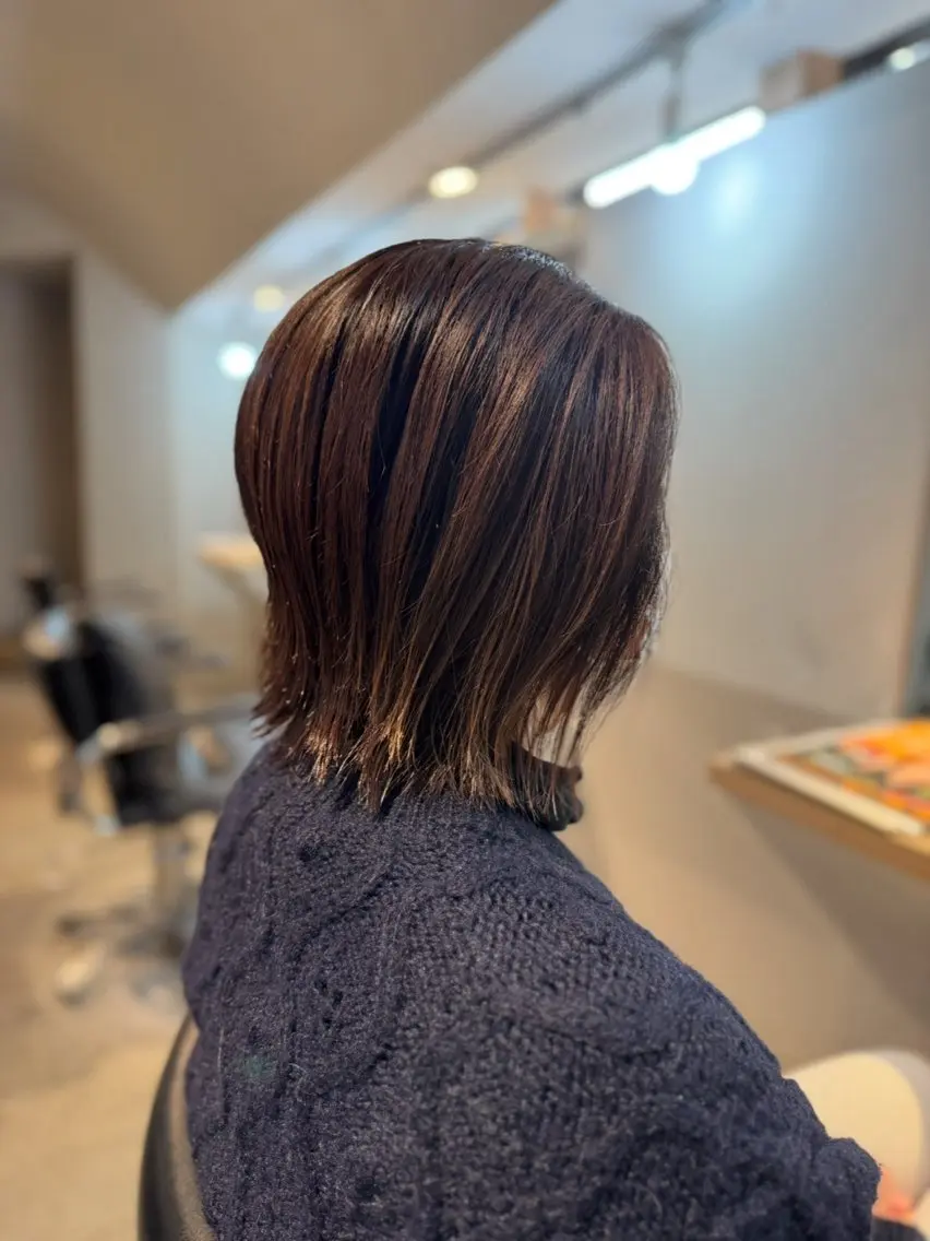 ミディアム カラー ハイライトカラー ハイライト レイヤーカット カット ヘアカラー 白髪ぼかし/メンズ パーマ/近野浩隆のヘアスタイル
