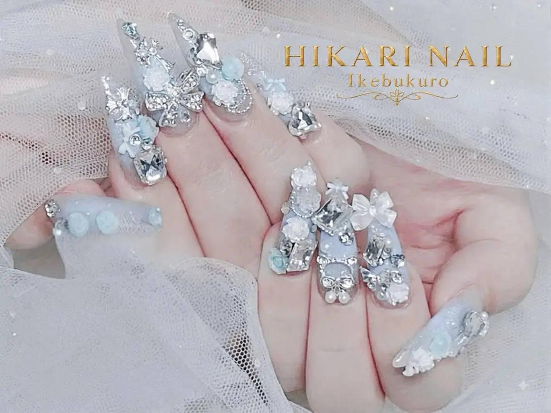ネイル チークネイル 長さ出し フレンチネイル ガーリー ハロウィン ハンドネイル HikariNail Ikebukuroのネイルデザイン