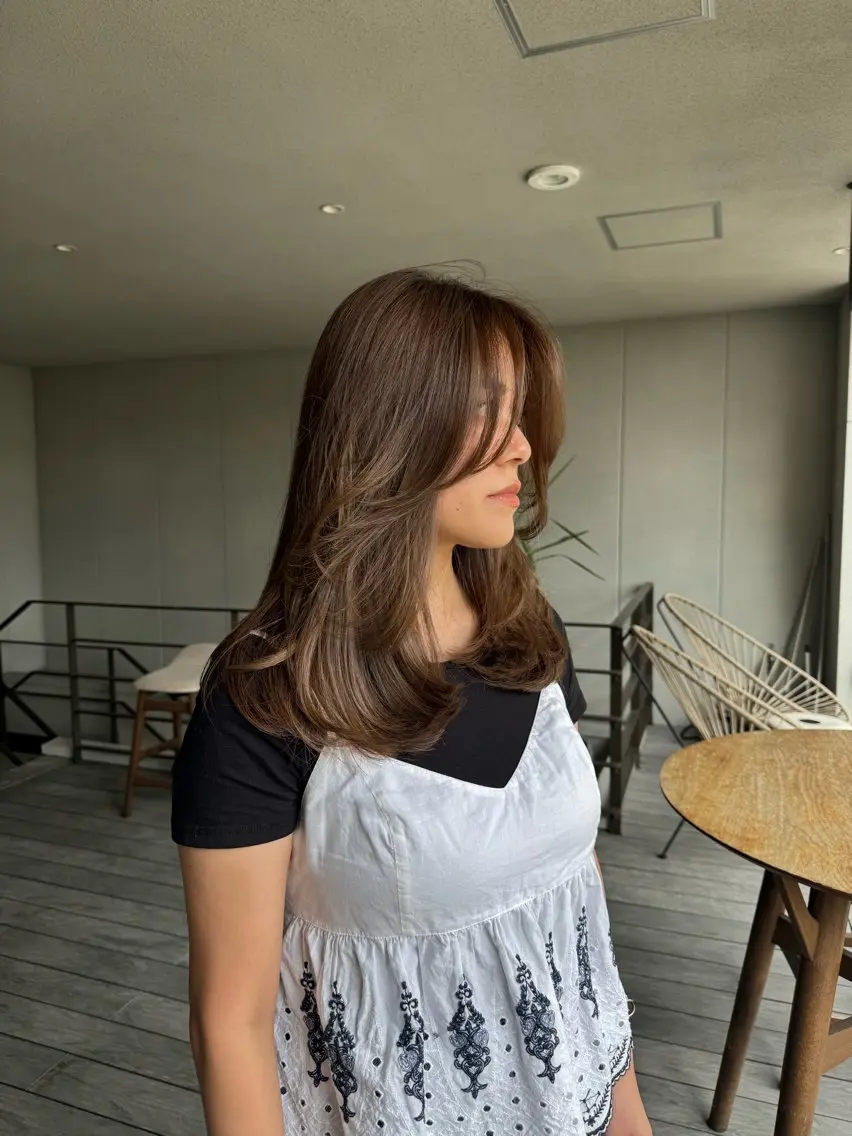 セミロング 海外レイヤー鯉渕 【海外風メンズも◎】のヘアスタイル