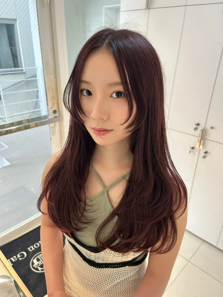 ロング カラー カシス ラベンダーカラー 韓国風ヘア レイヤーカット 《暖色/韓国hair 》🇰🇷桑原ユキネのヘアスタイル