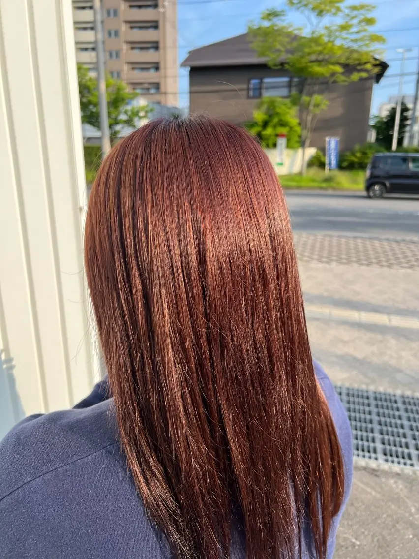 ロング カラー ブラウンカラー レッドカラー レッドブラウン 一戸 大和のヘアスタイル
