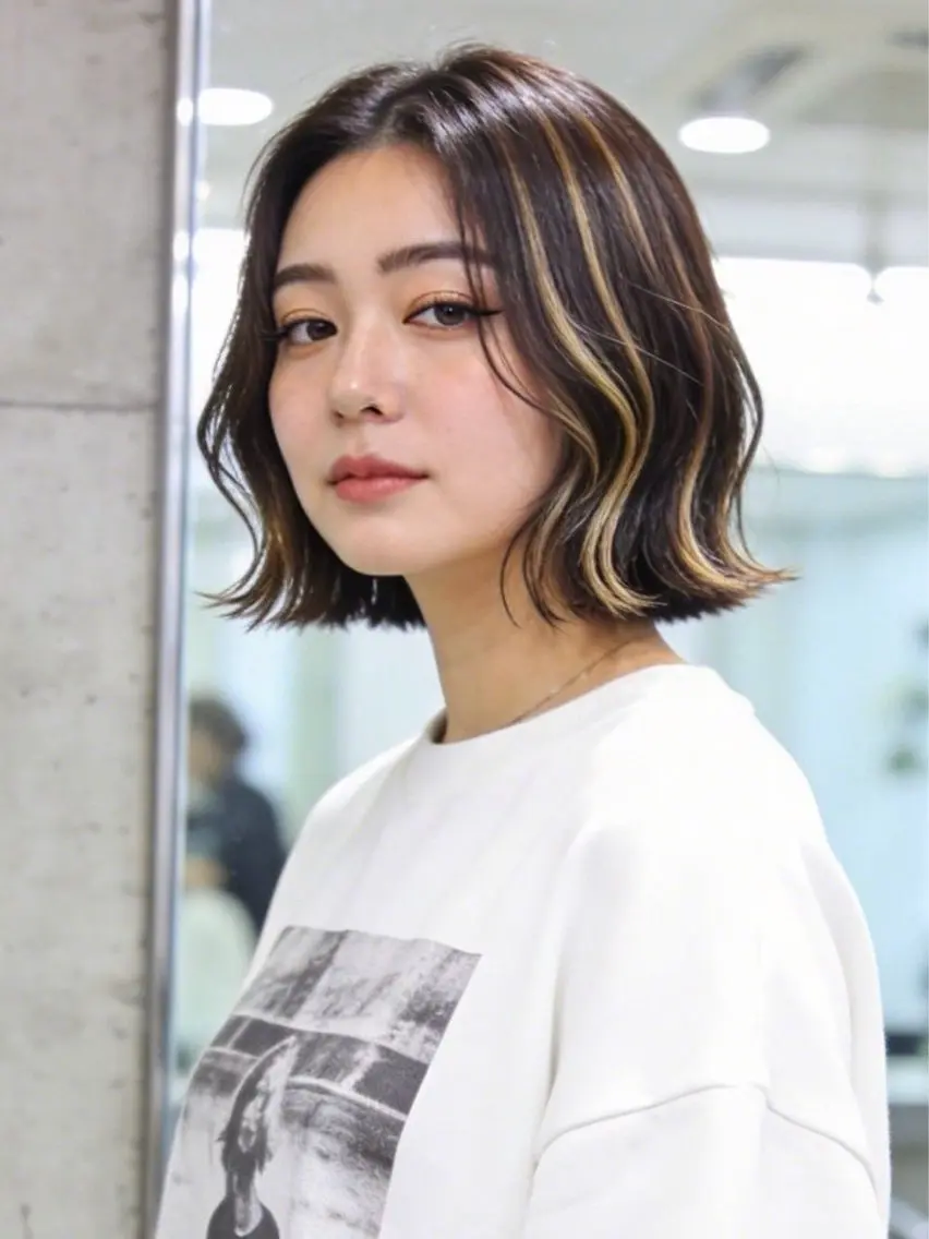ショート カラー ボブ 韓国風ヘア 小顔カット 西野 美桜のヘアスタイル