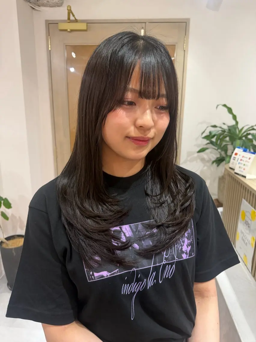 セミロング カラー ブラウンカラー ダークブラウン レイヤーカット カット ヘアカラー トリートメント 梅田/ 髪質改善/ 似合わせ/RINKAのヘアスタイル