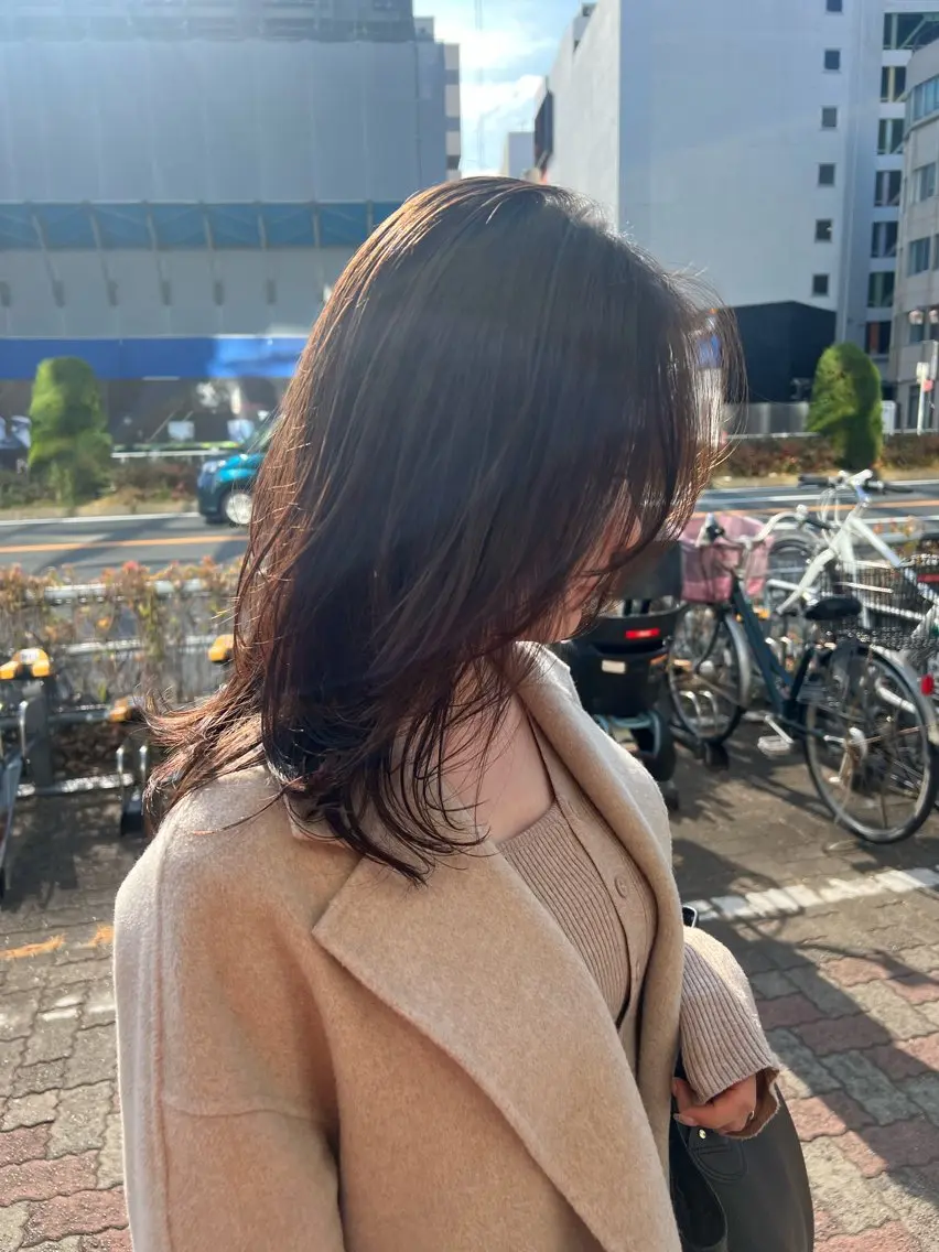 セミロング 顔まわりレイヤー 顔周りカット レイヤーカット メ イのヘアスタイル