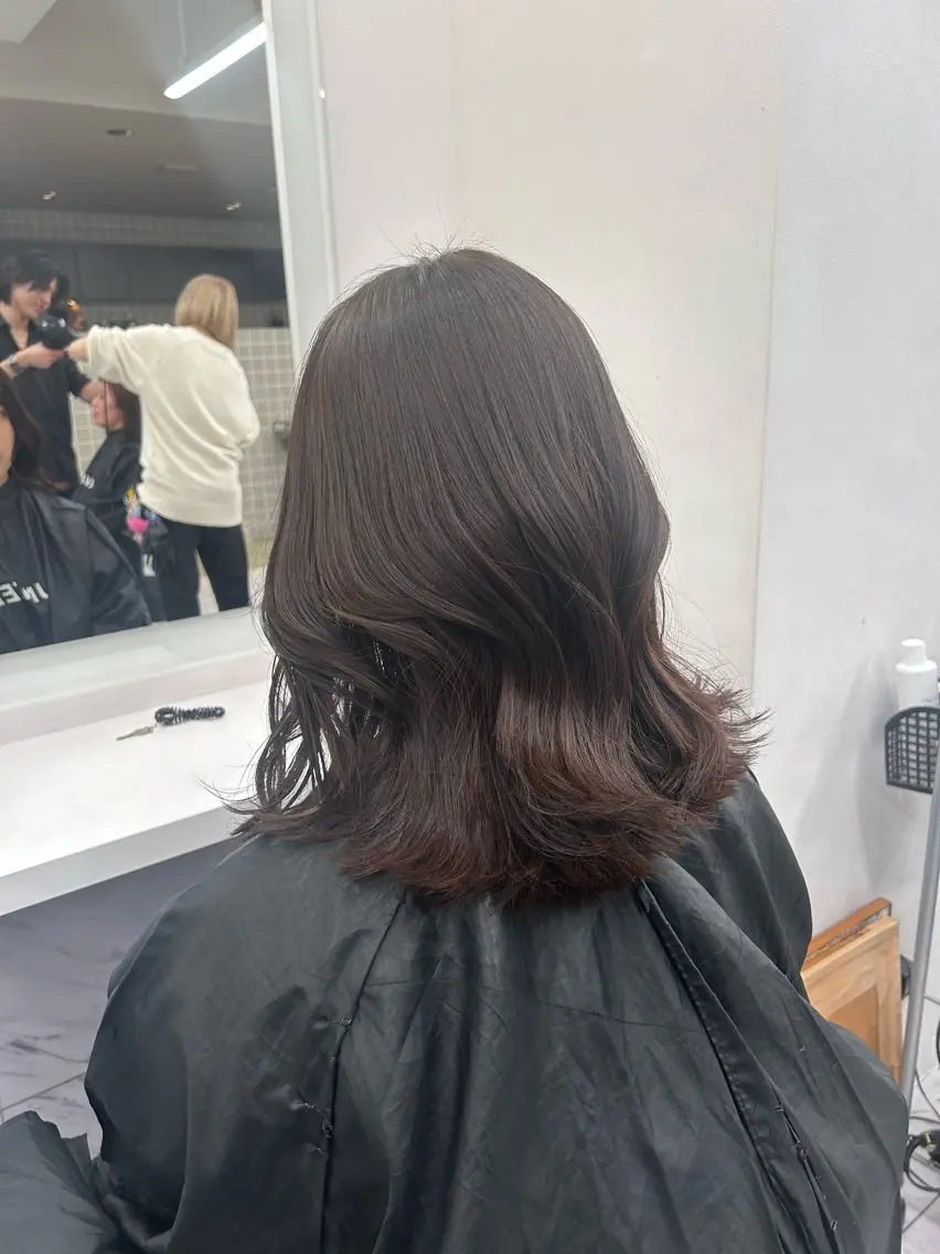 ロング カラー パーマ ヘアアレンジ メンズ キッズ ブリーチなしカラー/ ブラウン/レイヤーのヘアスタイル