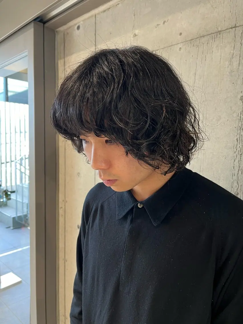 パーマ メンズ カット パーマ トリートメント 垢抜けボブ×透明 感カラーリクト💥のヘアスタイル