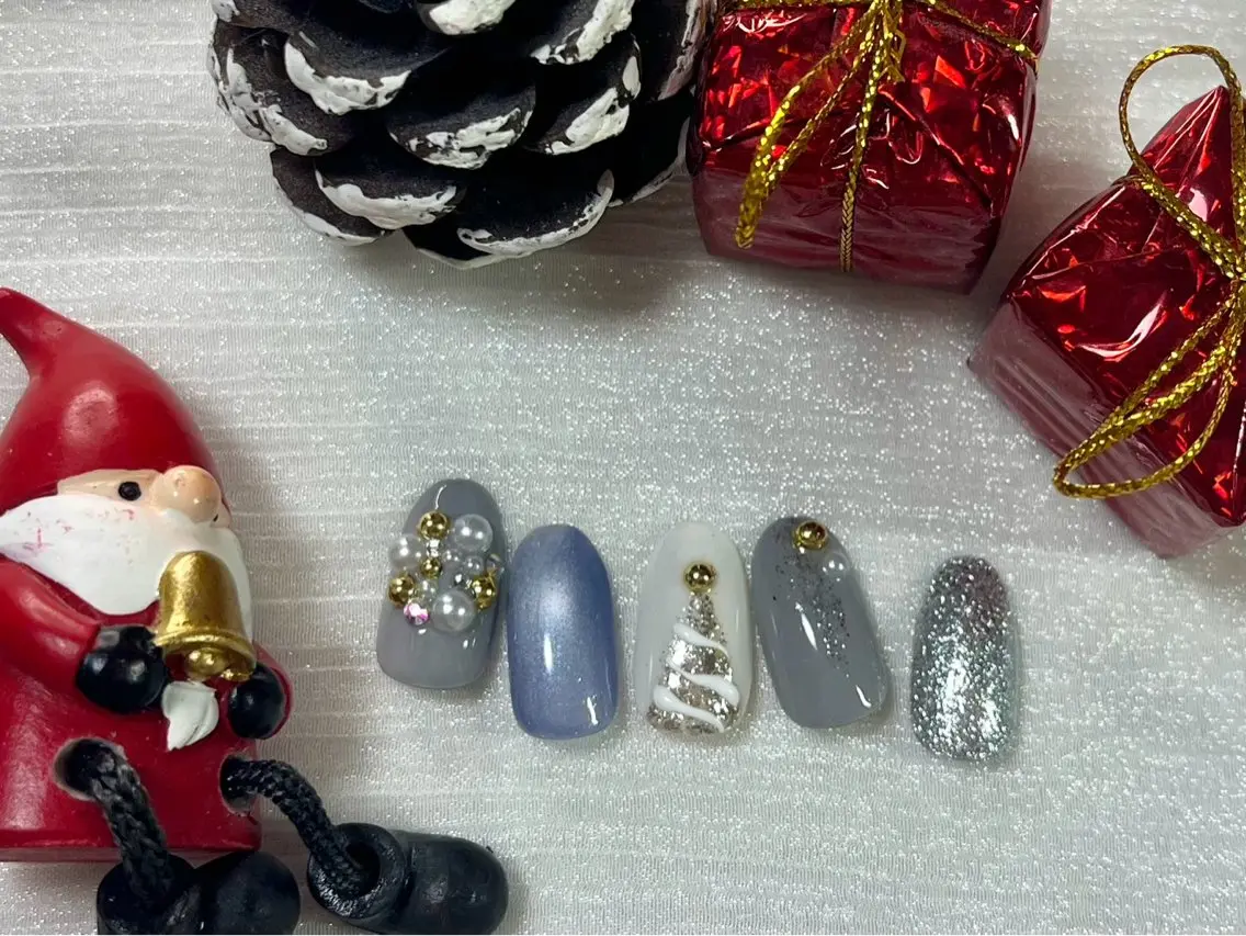 ネイル ジェルネイル パラジェル 冬ネイル クリスマス kiki nail &brow二子玉川のネイルデザイン