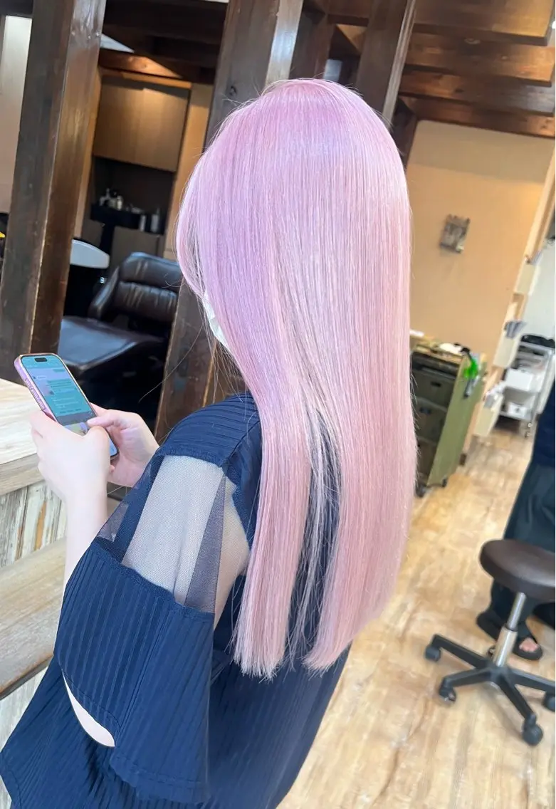 ロング カラー ピンクカラー ヘアカラー moremuu 舞桜🤍🫧のヘアスタイル