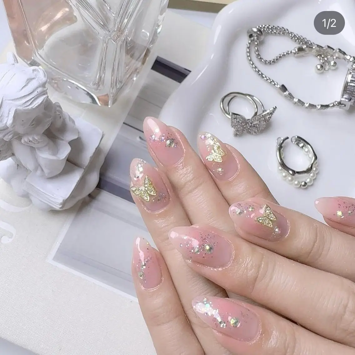 ネイル 渋谷／チップ長さ出し 👑アプレgel-xのネイルデザイン