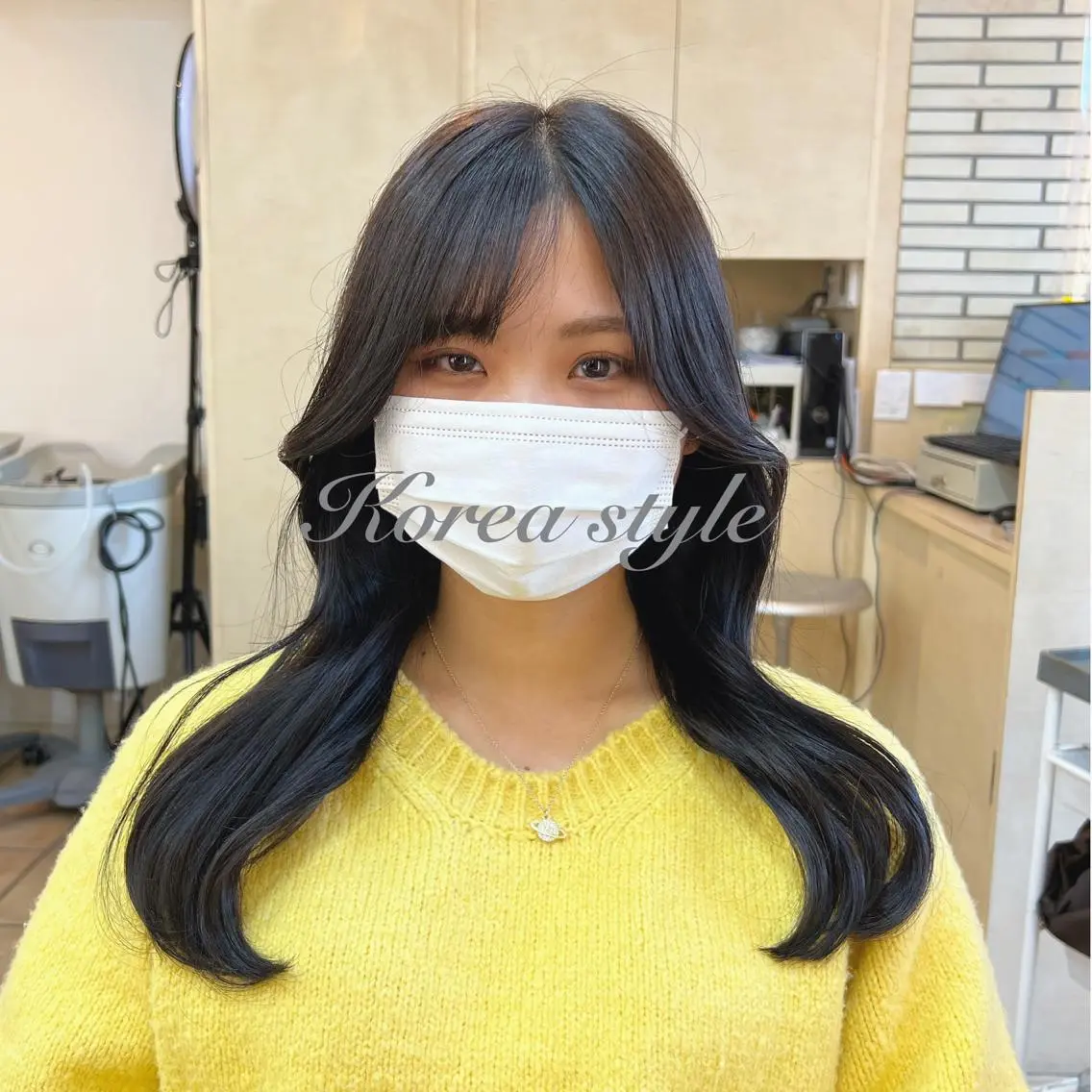 セミロング カラー くびれヘア 韓国風ヘア しま ななこのヘアスタイル