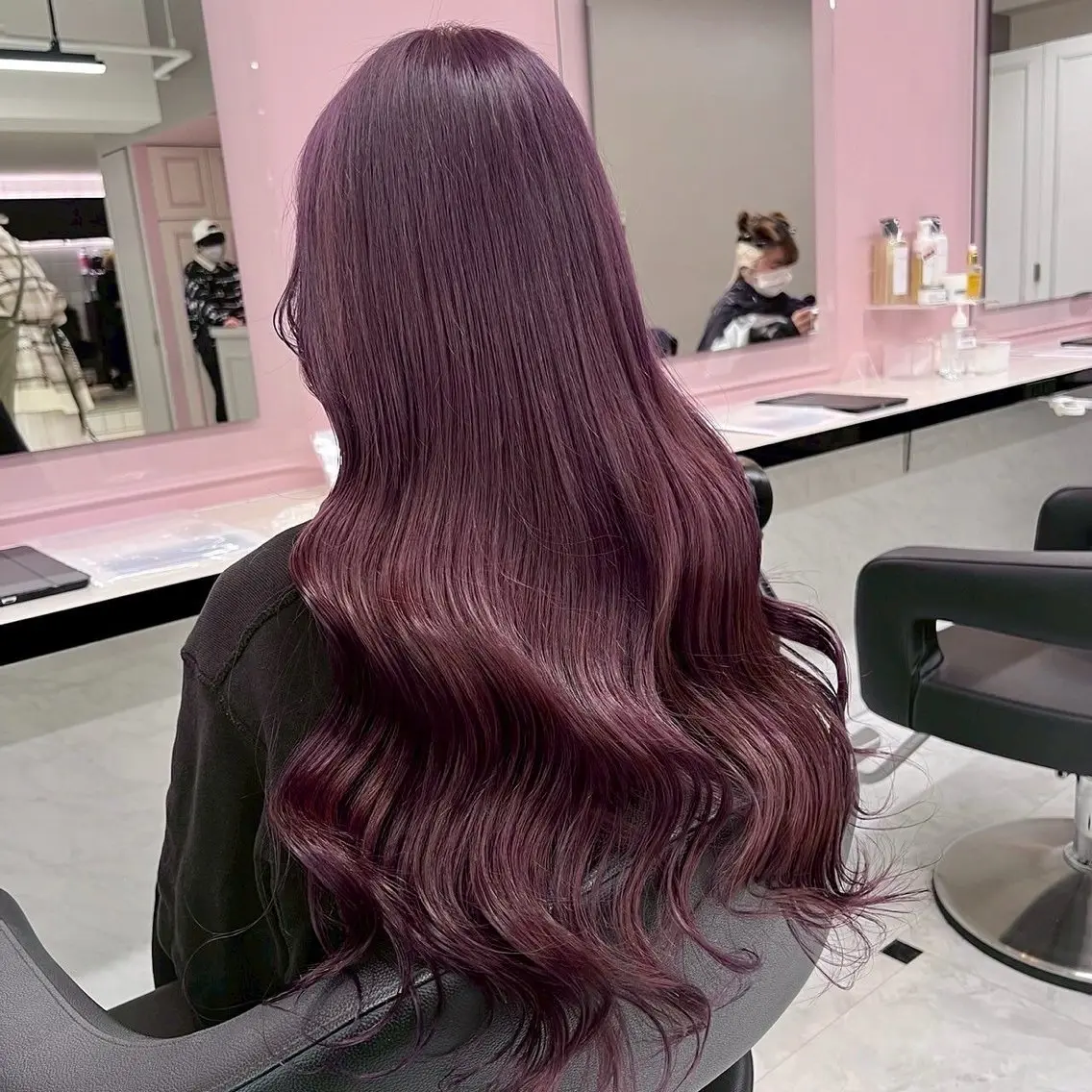 ロング カラー ダブルカラー/🐻 ベージュ‎/ピンクのヘアスタイル