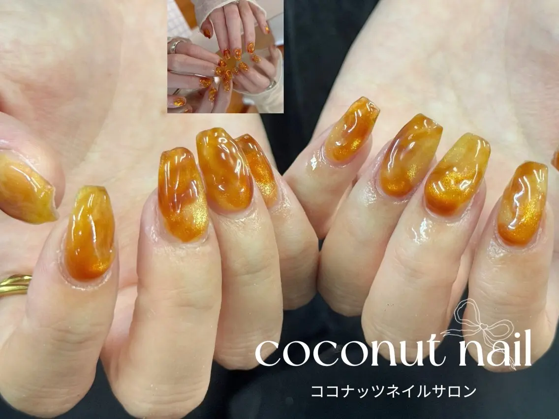 ネイル べっ甲ネイル フレンチネイル キラキラネイル マグネットネイル 大理石ネイル(マーブル) ハンドネイル 神田 ココナッツのネイルデザイン
