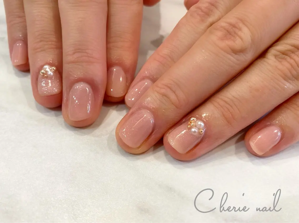 ネイル ジェルネイル オフィスネイル ピンク シンプルネイル ハンドネイル Cherienail yunaのネイルデザイン