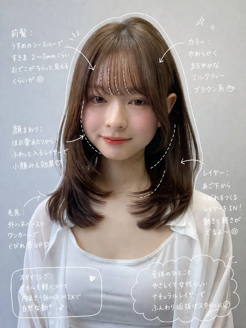 セミロング カラー レイヤーカット カット ヘアカラー トリートメント レイヤー×髪質改善✨ 渋谷/佐藤侑哉のヘアスタイル
