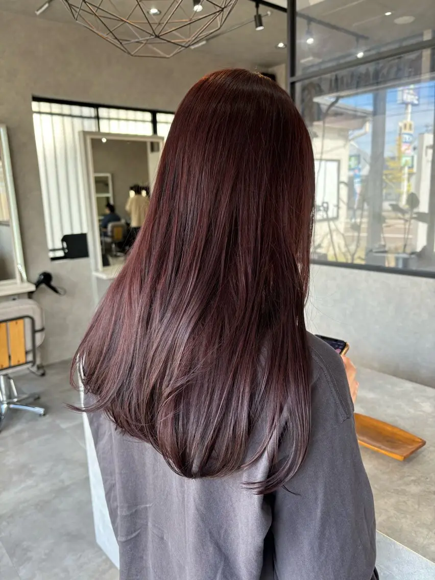 ロング カラー ベージュカラー ラベンダーカラー ラベンダーベージュ ピンクカラー ピンクラベンダー カット ヘアカラー つちくら あみのヘアスタイル