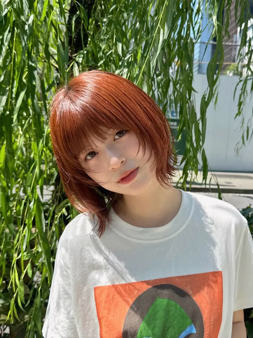 ミディアム カラー 暖色/ブリーチカラー 🍊 yu-na.のヘアスタイル
