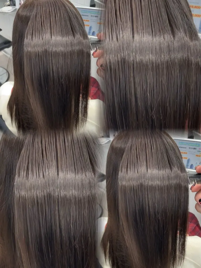 ロング カラー パーマ ベージュカラー ケアカラー グレージュ オリーブベージュ オリーブカラー ヘアカラー 縮毛矯正 表参道/ハイライト バレイヤージュのヘアスタイル