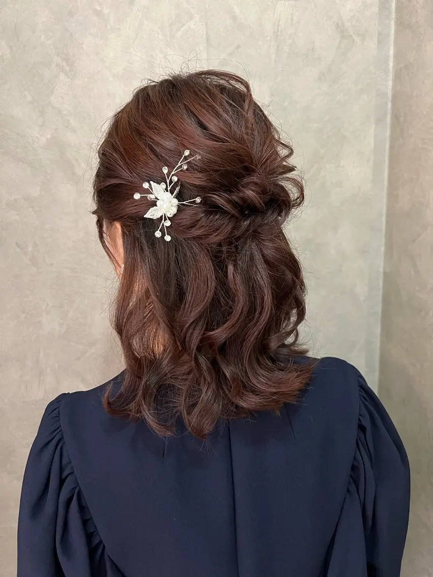 ヘアアレンジ ハーフアップ ヘアセット 大人可愛いヘアメイク 💋🧚‍♀️しずかのヘアスタイル