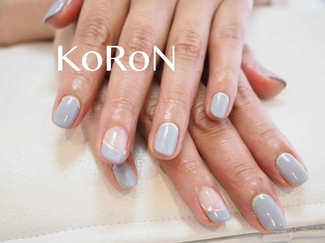 ネイル フレンチネイル ラメ(グリッター) ワンカラーネイル 自宅サロン鎌倉 KORONのネイルデザイン