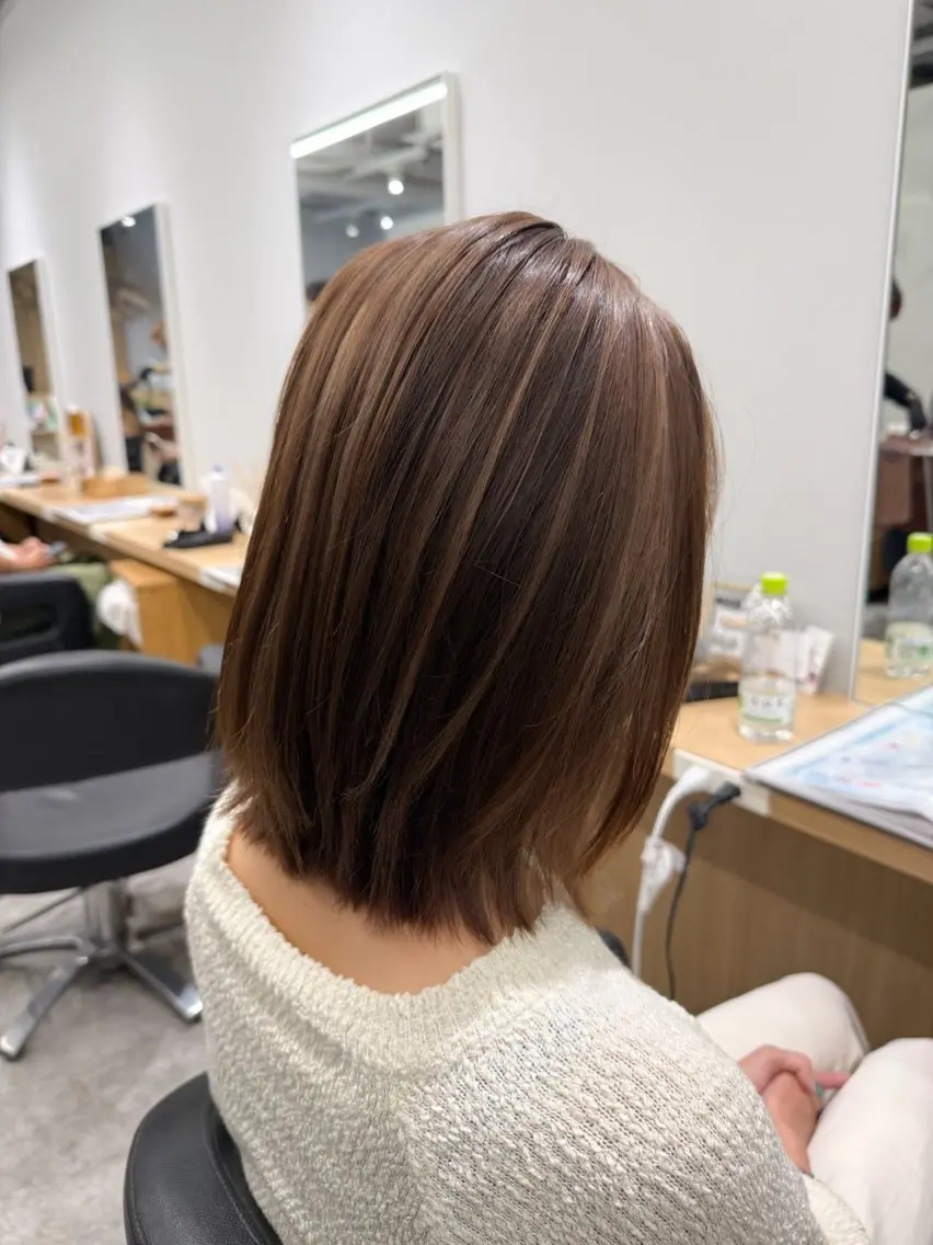 ミディアム カラー ハイライトカラー ハイライト カット ヘアカラー 巻ける髪質改善🫧ハ イライト/永田汰伊智のヘアスタイル
