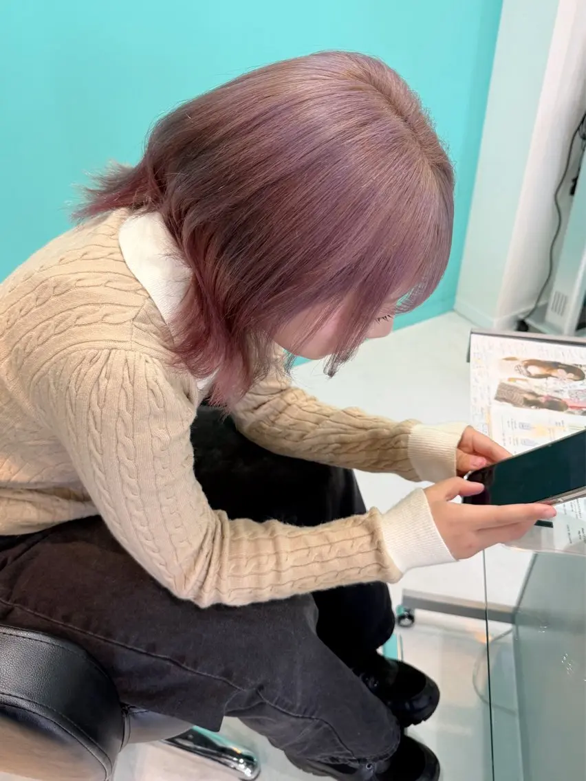 ミディアム カラー ベージュカラー ブリーチ ダブルカラー ピンクカラー ピンクベージュ カット ヘアカラー 🫧ショート/ボブ 池袋西口・泡渕✂️のヘアスタイル