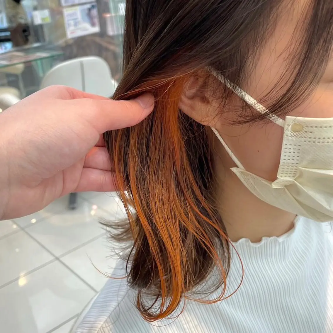 セミロング カラー ブリーチ ケアブリーチ 学生 トリートメント ヘアカラー トリートメント 💖ダブルカラー/ ヘアセット/晴香💖のヘアスタイル