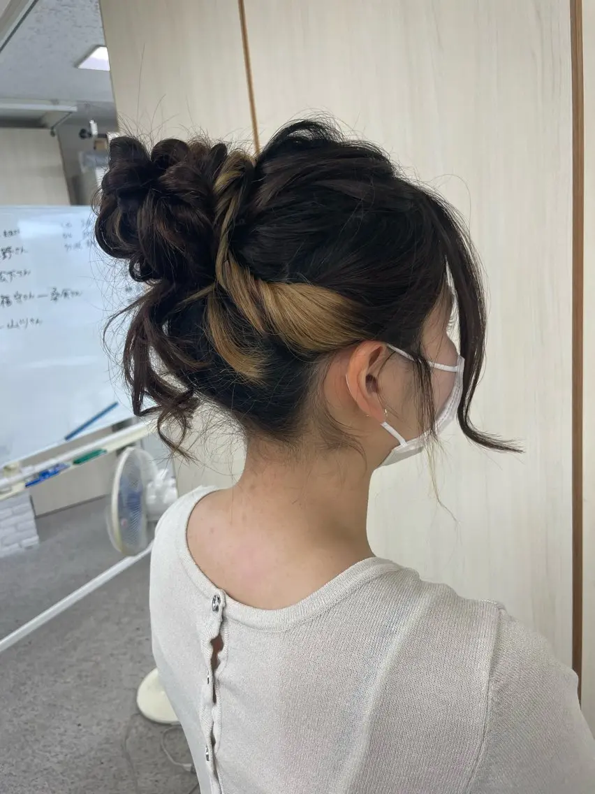 セミロング ヘアアレンジ 浴衣 ヘアセット アレンジ🎀ツヤ髪✨ 北野亜優実🌱のヘアスタイル