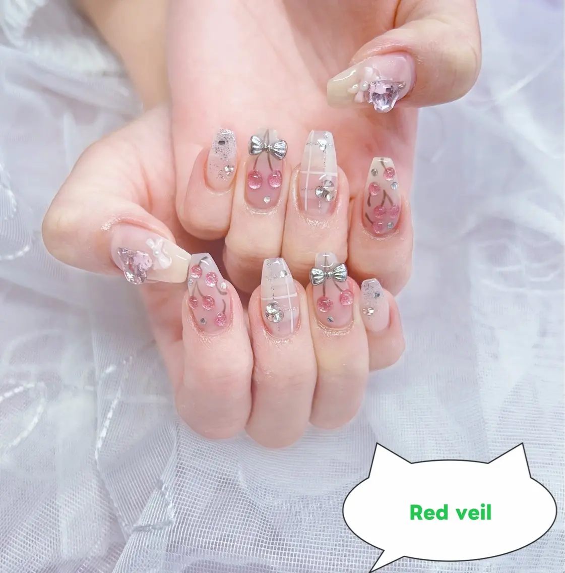 ネイル アートネイル ジェルネイル 韓国ネイル 春ネイル ワンホンネイル ハンドネイル red veil ネイルのネイルデザイン