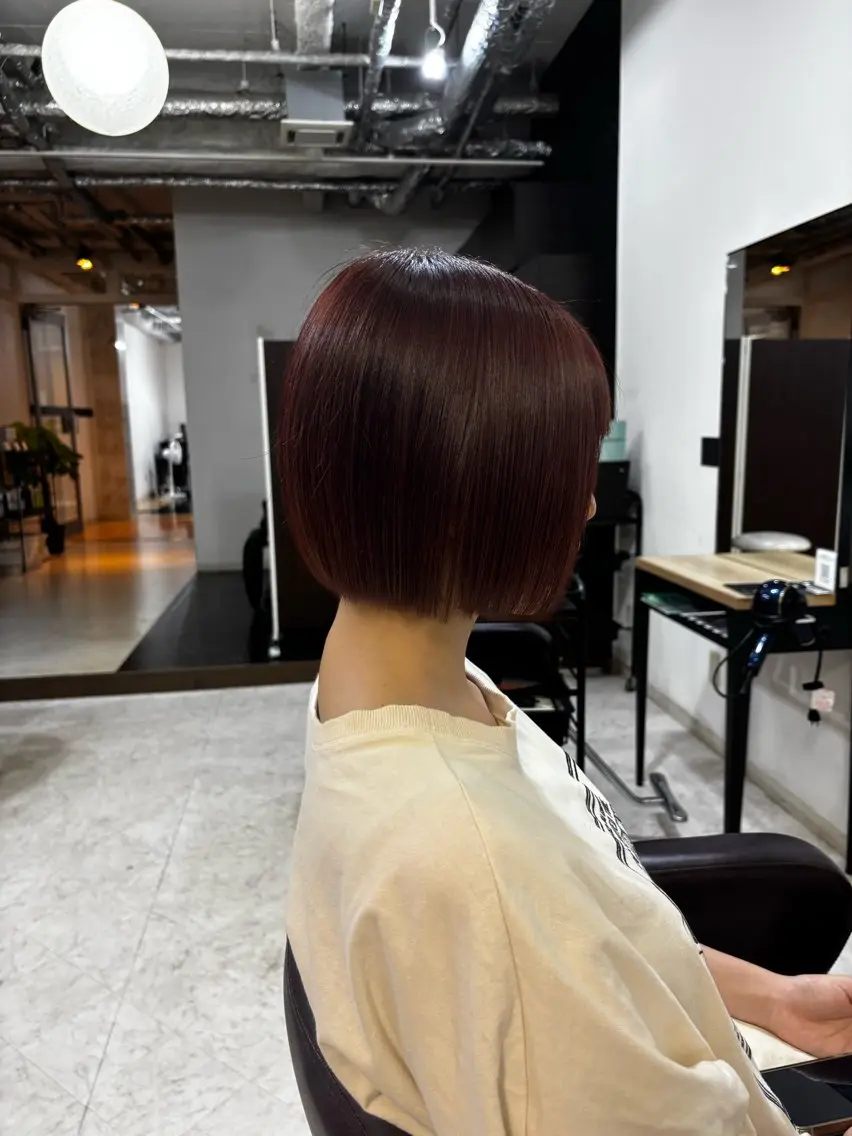 ミディアム カラー ヘアアレンジ ボルドーカラー カット ヘアカラー LiTA RIKUのヘアスタイル