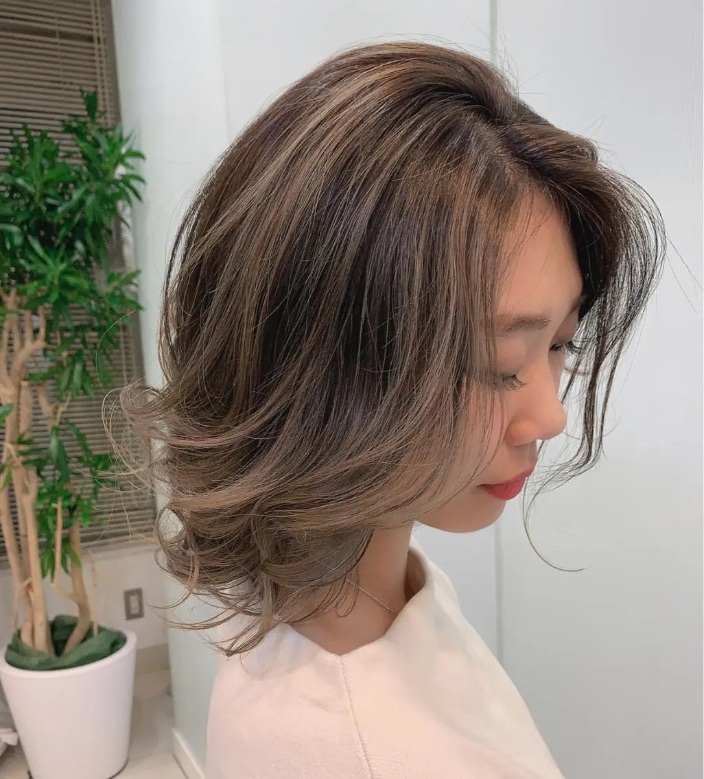 ミディアム カラー バレイヤージュ 外国人風カラー レイヤーカット 博多/Blue 💎松藤 莉奈のヘアスタイル