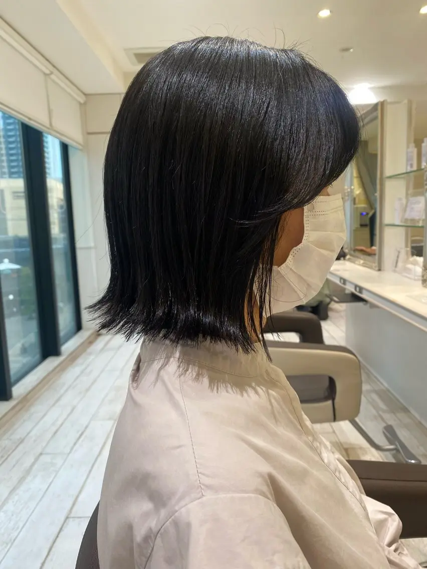 ミディアム ボブレイヤー ボブ 顔まわりレイヤー 顔周りカット レイヤーカット 朴 鈴香のヘアスタイル