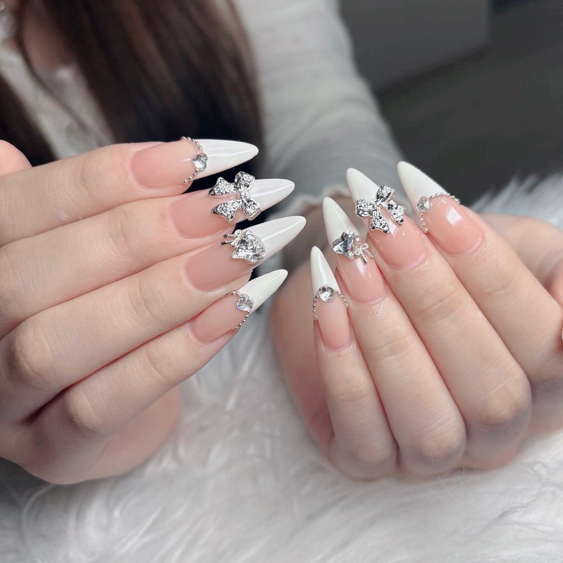 ネイル フットネイル フレンチネイル グラデーション 韓国ネイル ロングネイル ハンドネイル Hani Nail Salonのネイルデザイン