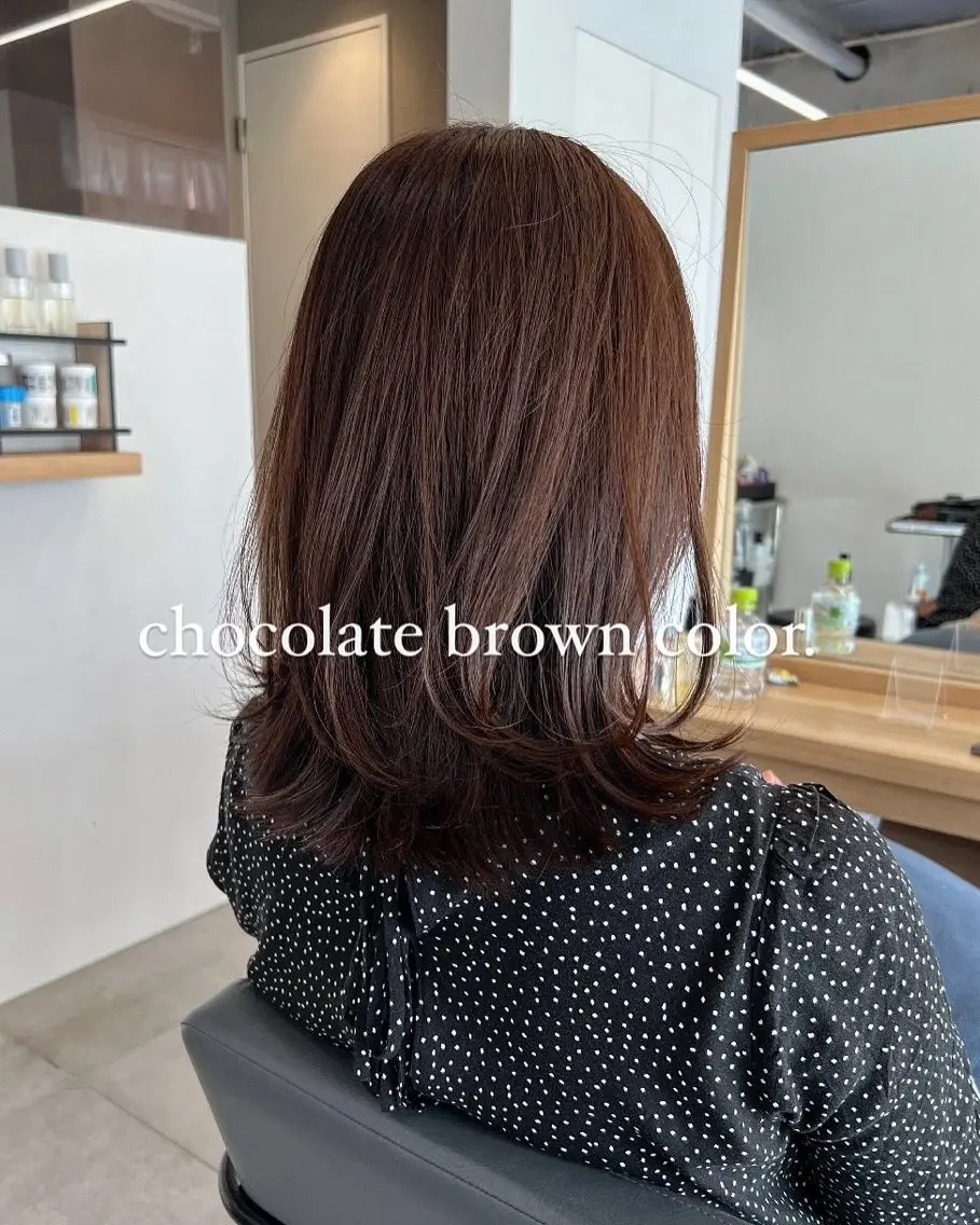 ミディアム カラー ブラウンカラー チョコレートブラウン Ore🫧タナカマヤ /柔らかい質感カラーのヘアスタイル