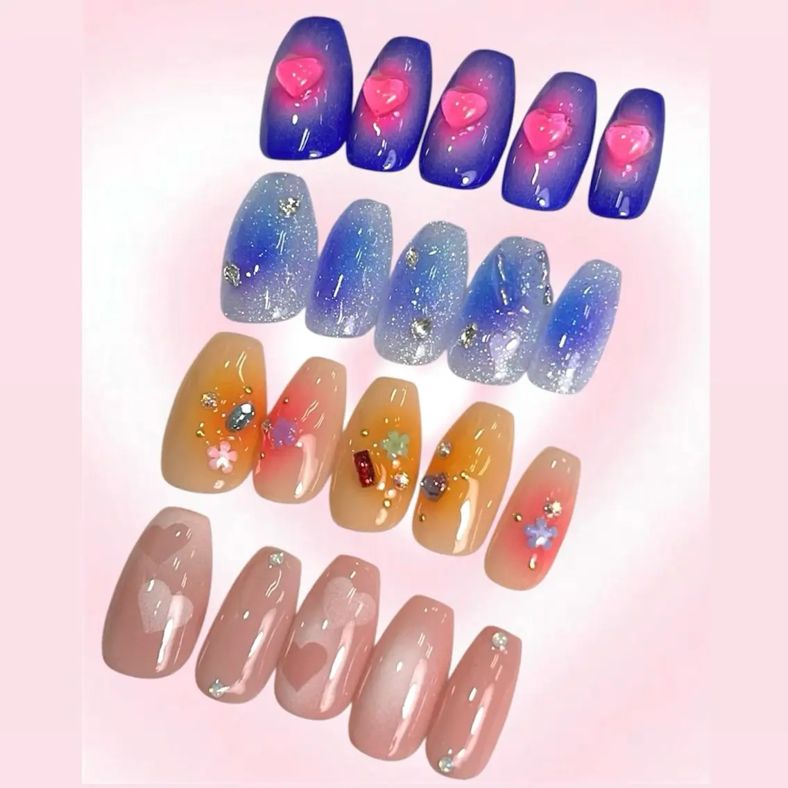 ネイル ジェルネイル グラデーション ハート キラキラネイル パラジェル Para Sol nail　Maoのネイルデザイン