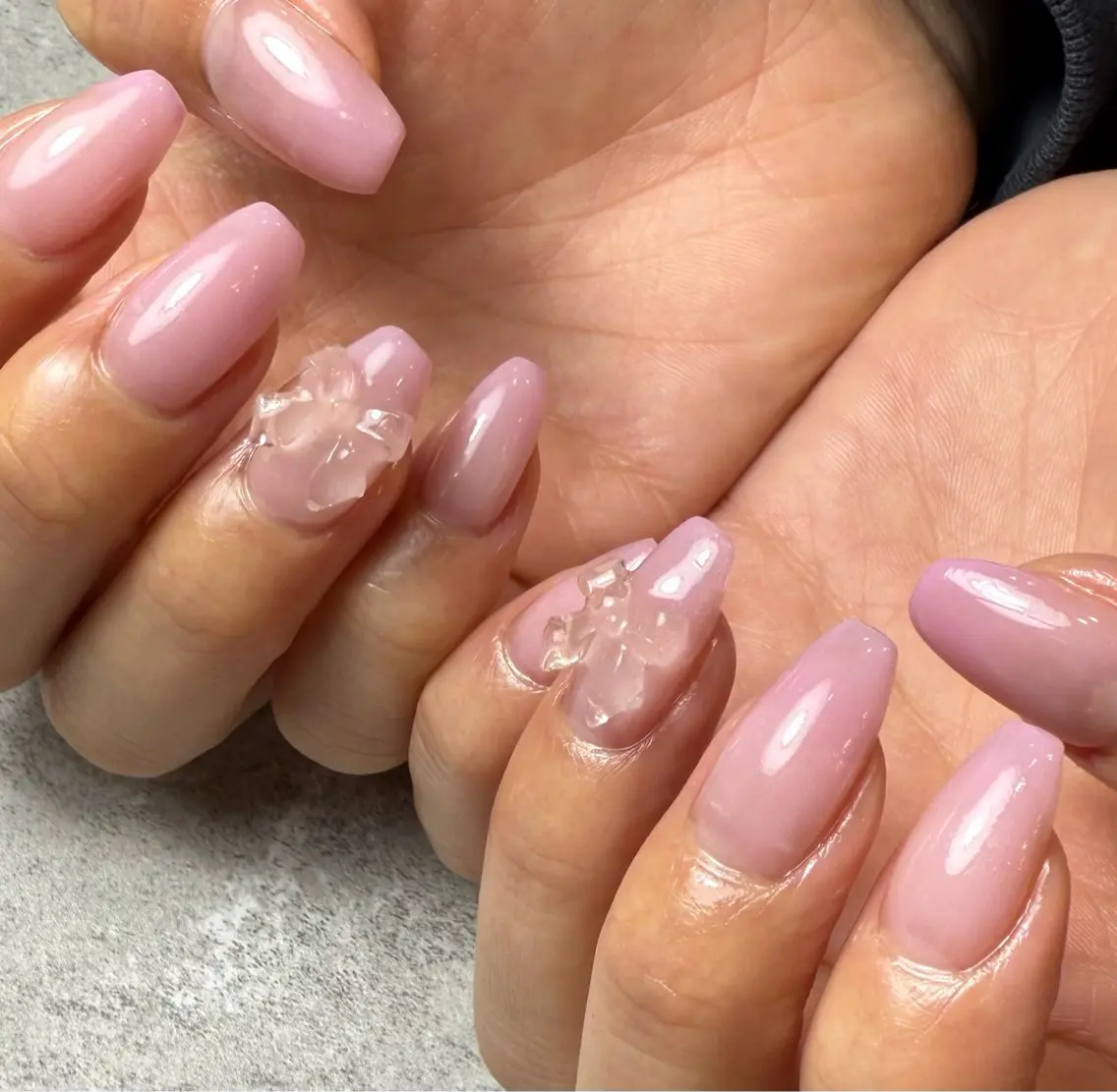ネイル クリアネイル ワンカラーネイル ピンク ハンドネイル Narumi nailのネイルデザイン