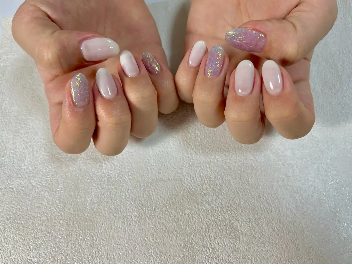ネイル オーロラネイル フットネイル フレンチネイル ジェルネイル 韓国ネイル ハンドネイル kiki nail たまプラーザのネイルデザイン