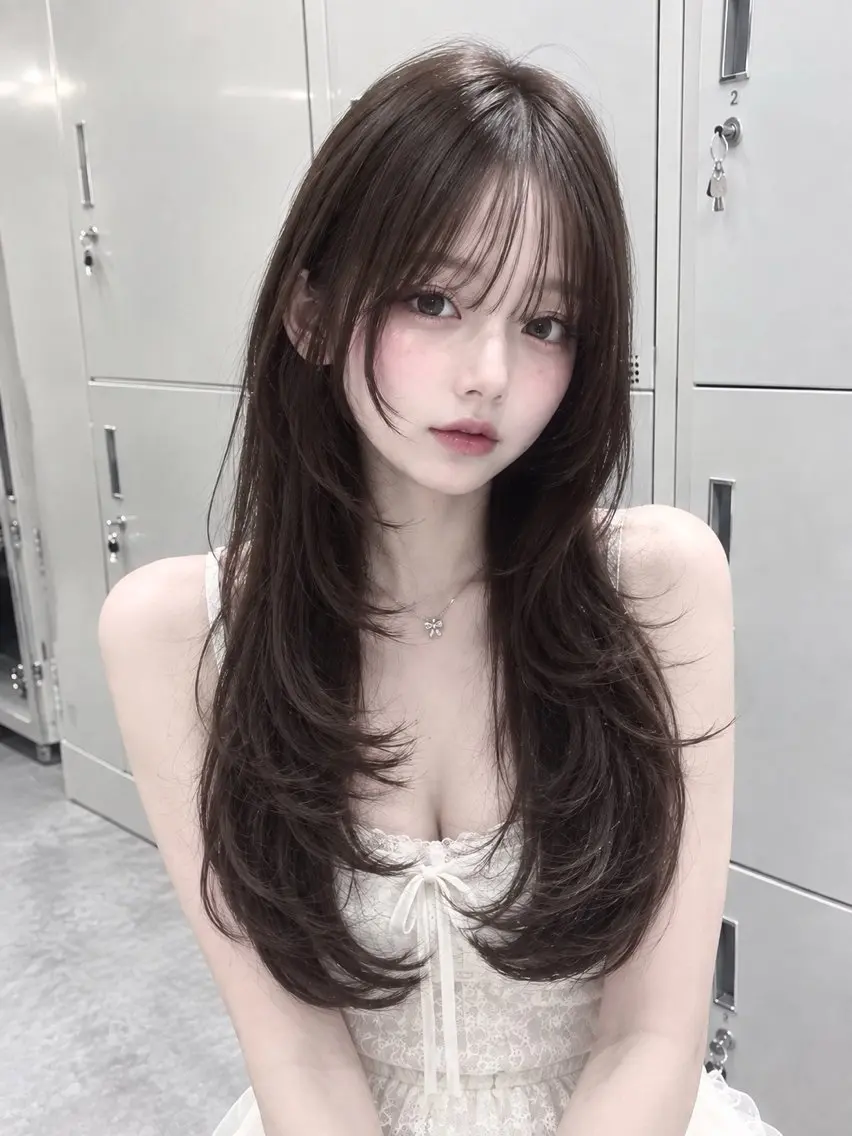 ロング ヘアカラー トリートメント ヘアセット 透明感カラー/巻き髪 /レイヤー /まなかのヘアスタイル
